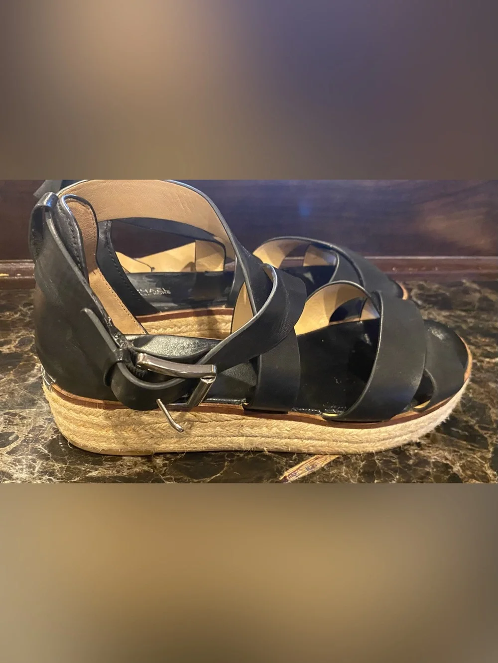 Michael Kors Black Crisscross Platform Sandals